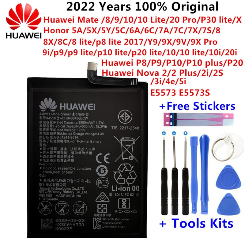 Оригинальный аккумулятор для Huawei Honor Mate Nova 2 3 5C 5A 6A 7 7C 7A 7X 8 8A 8C 8X P8 9 Y9 P9 10 P10 20 P20 Lite Pro