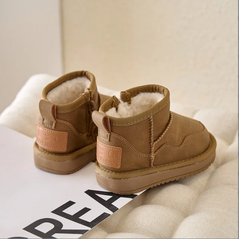 Children's retro soft top short boots autumn winter new styles handsome boys' velvet trendy girls' Oxford