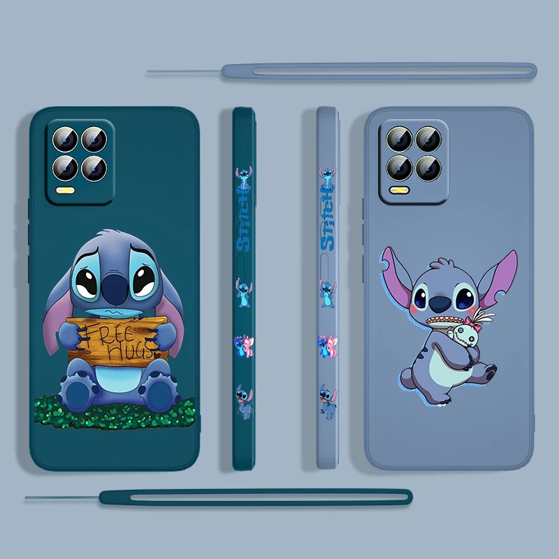 

Stitch Cute Anime Disney For OPPO Find X3 X2 neo Lite Relame GT Master A9 A5 A53S A72 A74 8 6 Liquid Left Rope Phone case Funda