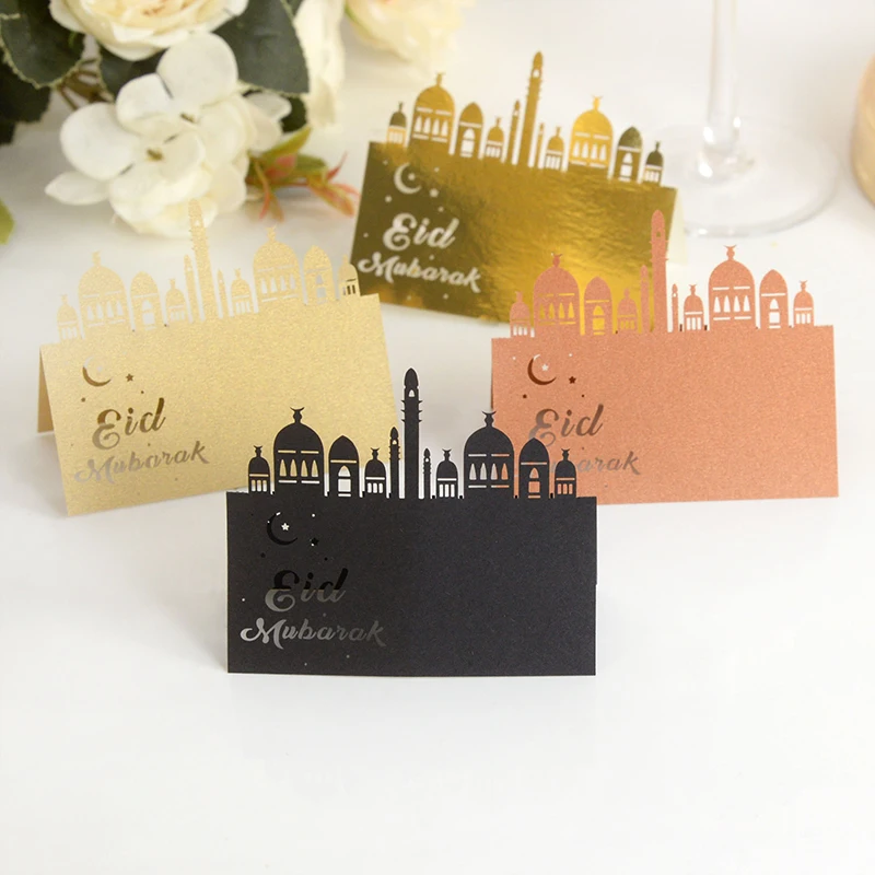 

10/20/30pcs Eid Mubarak Postcards Seat Card Ramadan Kareem Ornaments for Home Islamic Muslim Eid Al-Fitr Party Table Decorations