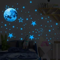 2022 435 pcsset luminous moon stars dots wall sticker kids room bedroom living room home decoration decals glow in the dark sti