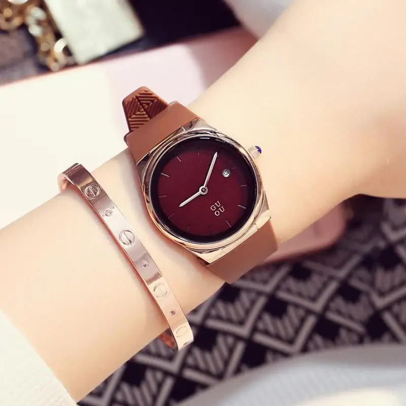 

Fashion Round Quartz Stainless Simple Dial Casual Wrist Watches Leather Strap Fashionable Clock Waterproof Wristwatch for Women
