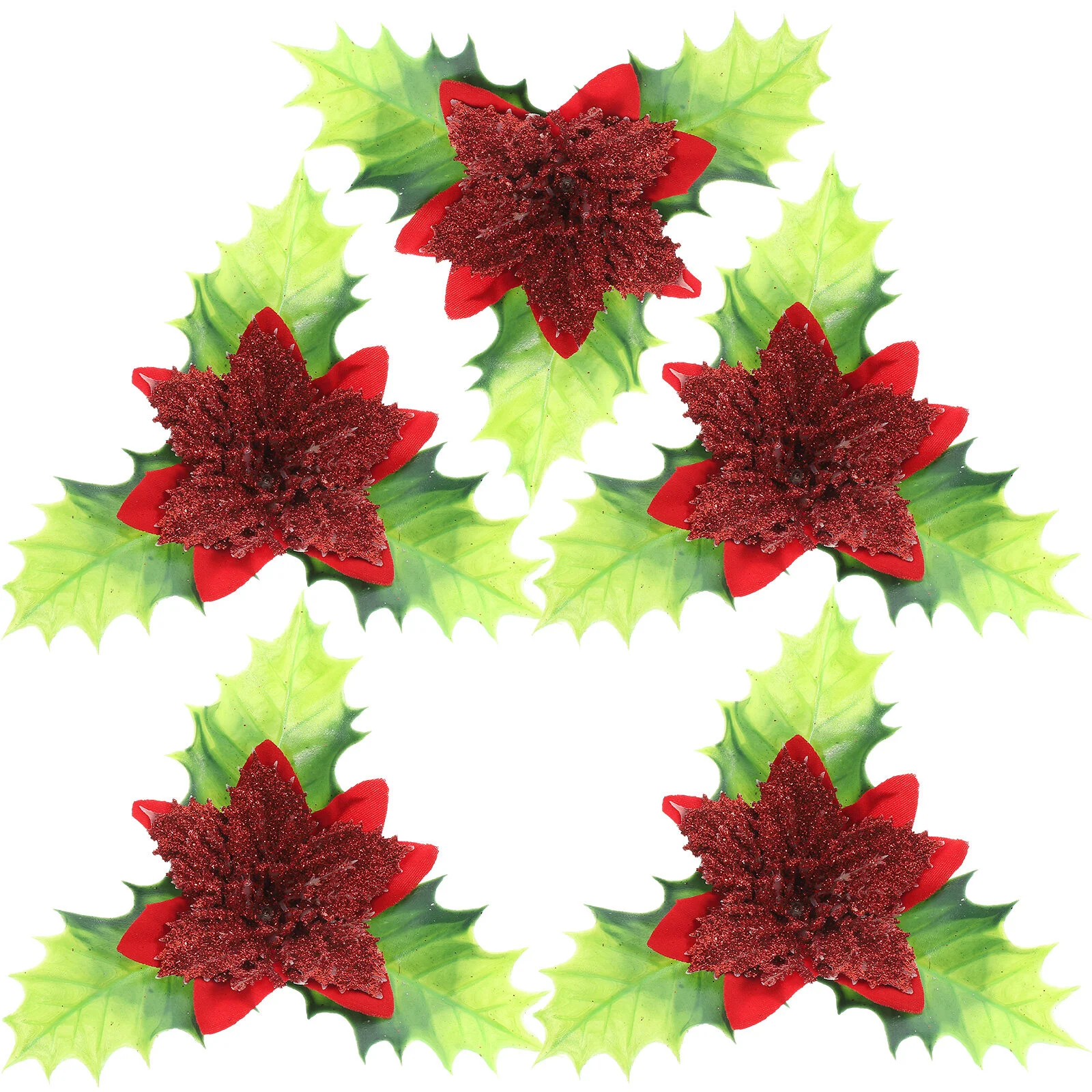 

5 Pcs Combination Artificial Xmas Flower Christmas Faux Flowers Decoration Fake Silk Cloth DIY