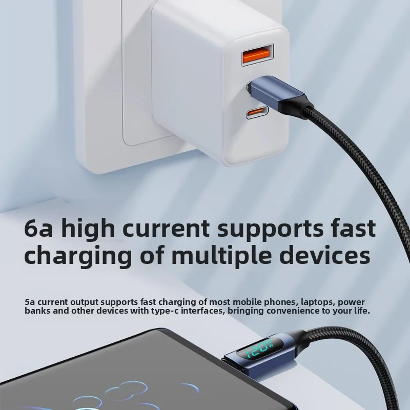 Фото USB C-кабель для передачи данных PD 120 Вт, шнур для быстрой зарядки телефона, зарядное устройство для iPhone 17 16 15 Samsung Huawei Macbook C To C, кабель для быстрой зарядки №3