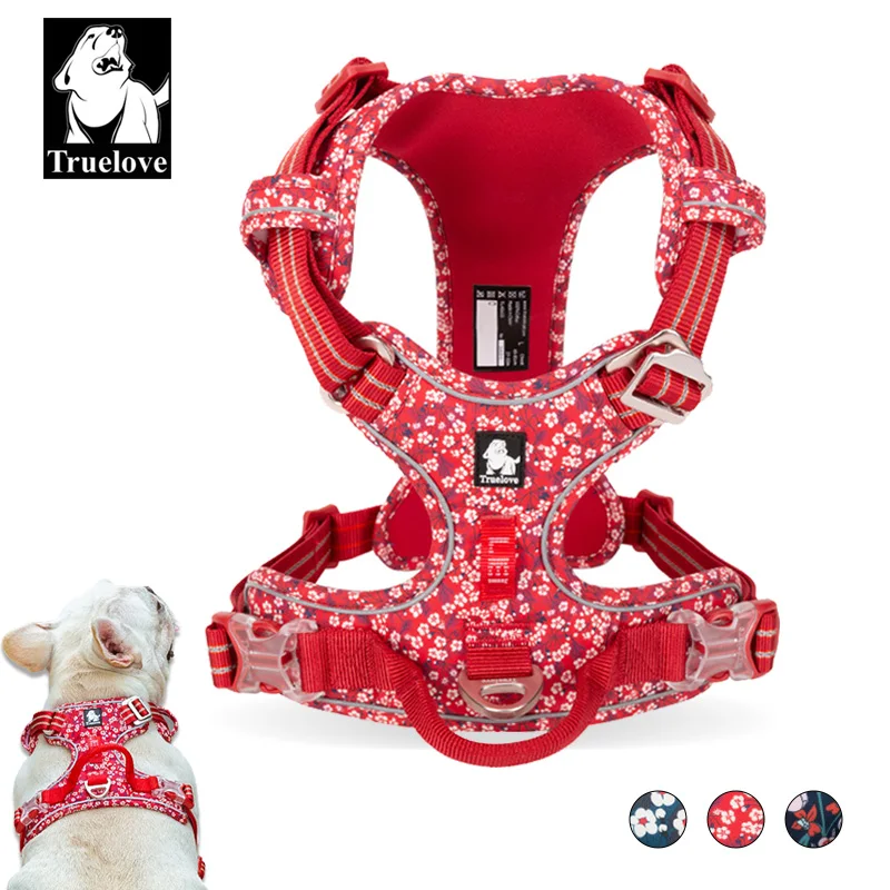 

Truelove Front Nylon Dog Harness No Pull Soft Adjustable Safety Harness Reflective for Dog Small Medium Large Running Training