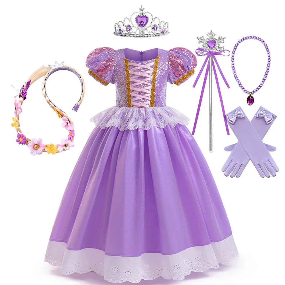 Платье принцессы для девочек на тему Диснея костюм Золушки Рапунцель нарядный
