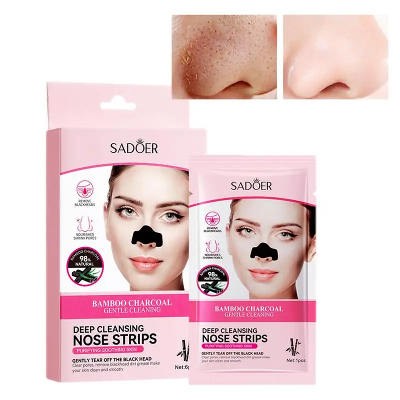 

Blackhead Nose Strips Bamboo Charcoal Nose Cleaning Strips 6pcs Pore Nose Patch Bamboo Charcoal Nose Patch Blackheads Reducing