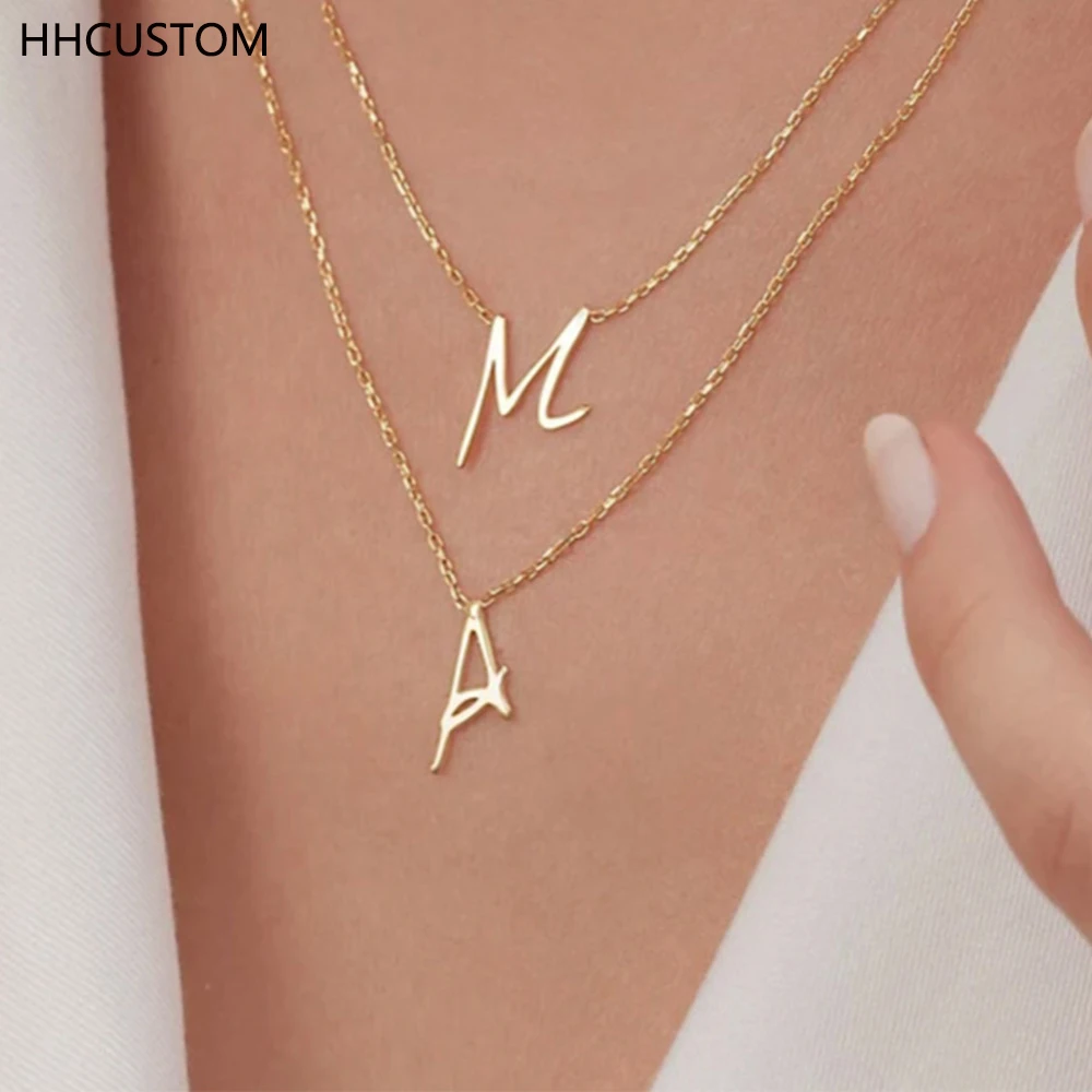 

HHCUSTOM Custom Letter Necklace Personality Stainless Steel Chain Initials Pendant Choker Jewelry For Women Anniversary Gift