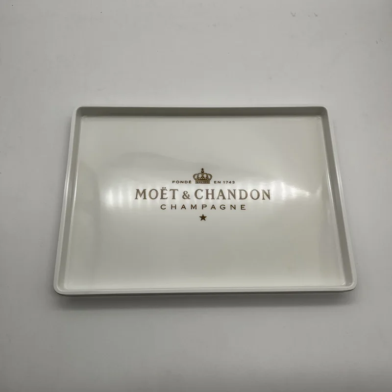 Acrylic Plastic White Champagne Plate Bar Kitchen Nordic Tray Dessert Plate Snack Storage Trays golden letters