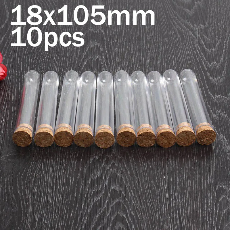 

Прозрачные пластиковые пробирки с пробками 10 шт.