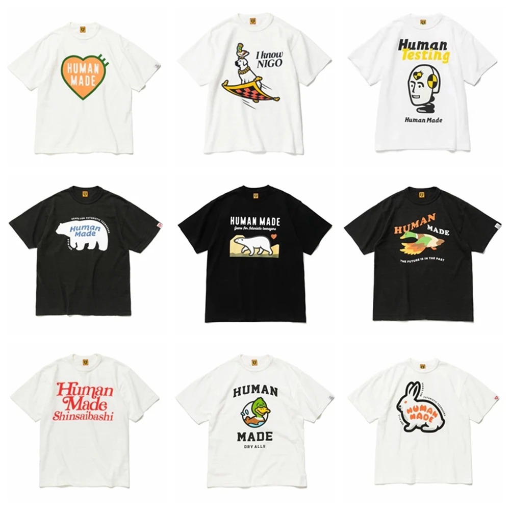

2023 Fashion Superior Quality Human Made Duck Polar bear Japanese Harajuku Summer Slub Cotton tee t shirt tops for men 2023