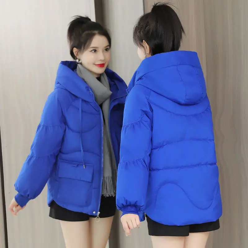 2023 Winter Women Thickening Parkas Coat Fashion Solid Warm Hooded Padded Coat Casual Winter Outwear Jacket Parkas Ladies A03
