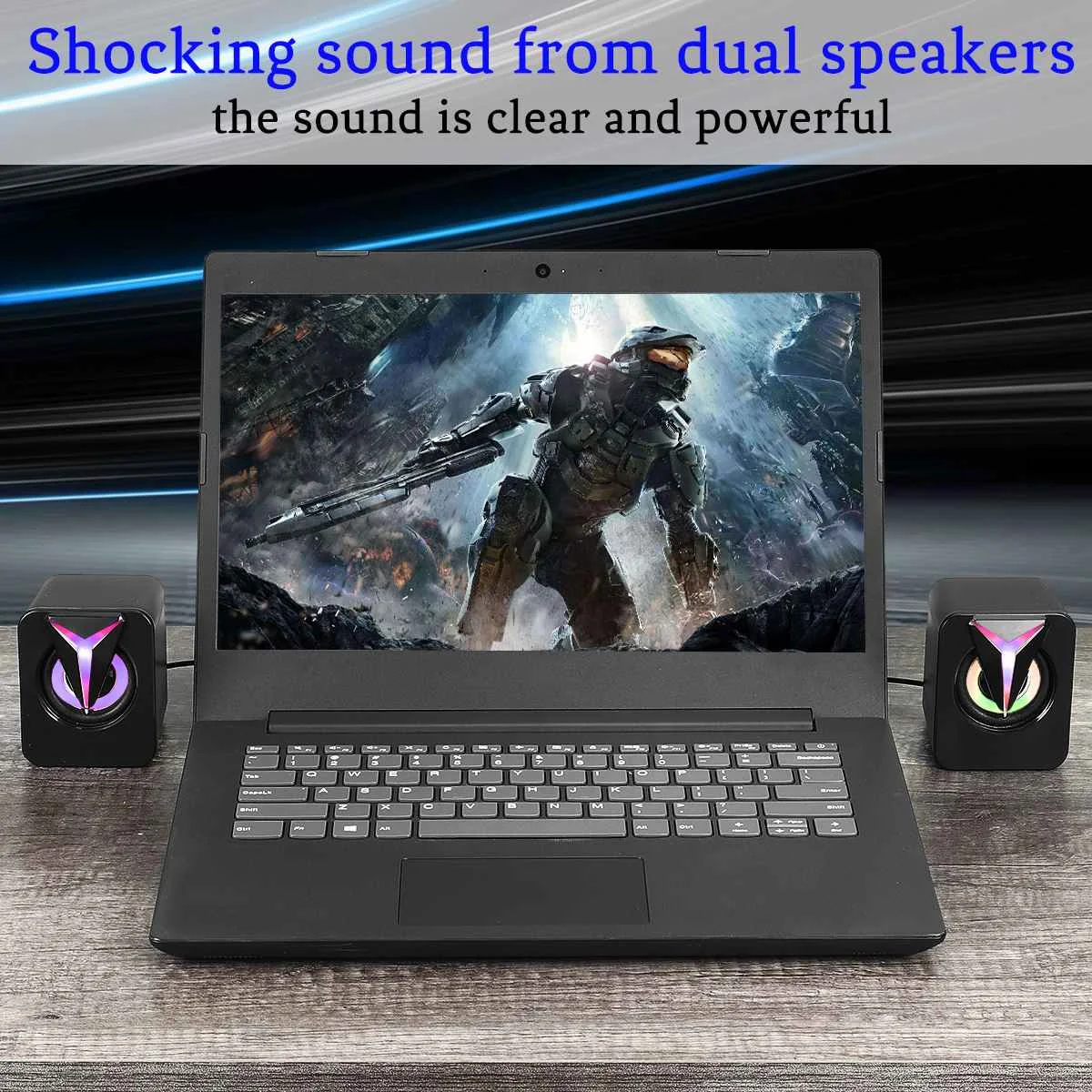 K-25-1 Computer Speakers Subwoofer USB Wired SoundBox LED Colorful Lighting Home Theater System For PC Desktop Computer Laptop