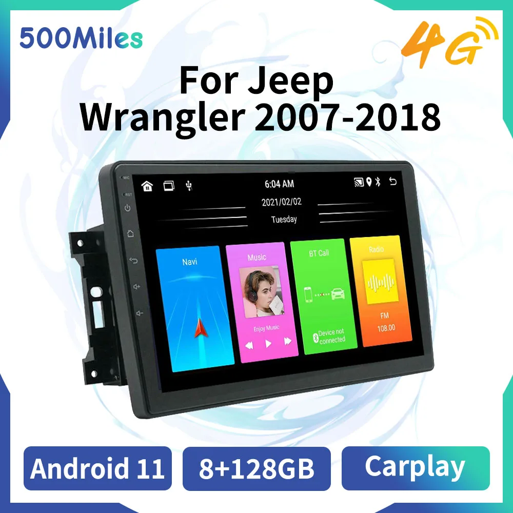 Carplay Car Multimedia Player for Jeep Wrangler 2007-2018 Radio 2 Din Android Car Stereo GPS Navigation Autoradio Head Unit Auto