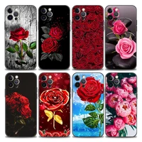red rose flower coque sac phone case for iphone 11 12 13 pro max se mini 7 8 se xr xs max 5 6 6s plus soft silicone cases fundas