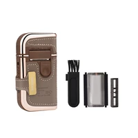 Дорожная электробритва с отделкой под кожу и зеркальной поверхностью#5