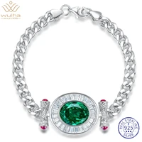 wuiha real 925 sterling silver oval 6ct tsavorite synthetic moissanite wedding charm bracelets for women men gift drop shipping