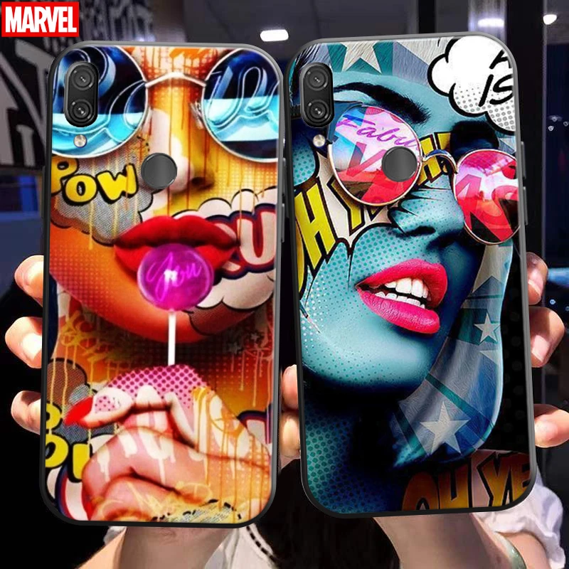 

Street Graffiti Oil Painting Phone Case For Xiaomi Redmi Note 7 7S Pro Redmi 7 7A Liquid Silicon Carcasa Black