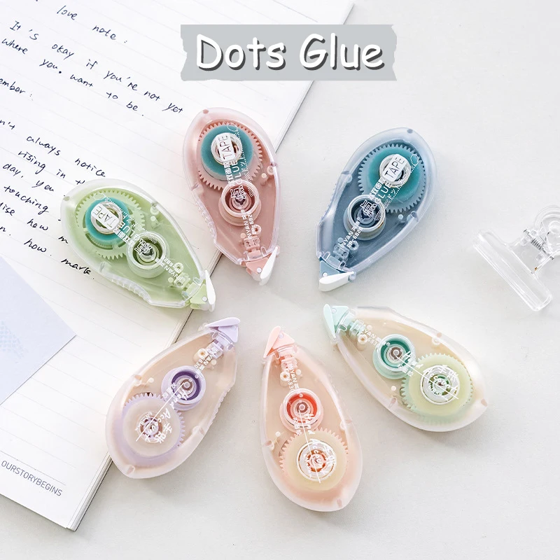 

6m*8mm Morandi Dots Glue Tape DIY Junk Journal Collage Scrapbooking School Stationery Supplies Roller Tape Students Accessories