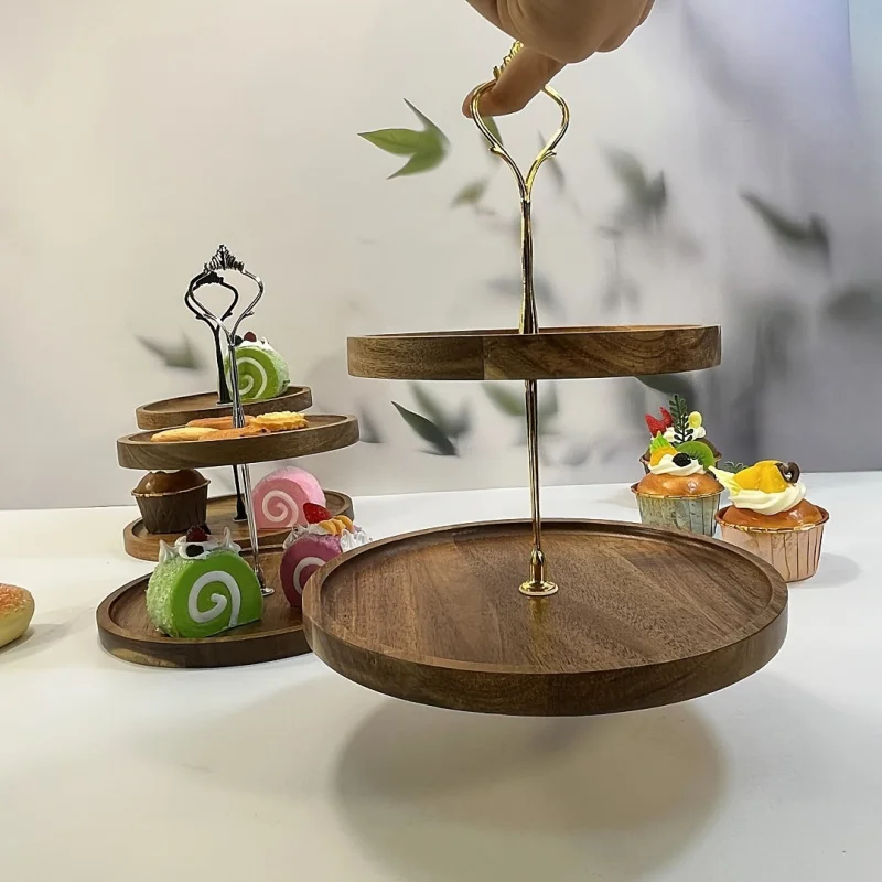 Винтажная тарелка для фруктов из акации мангиум домашняя витрина тортов