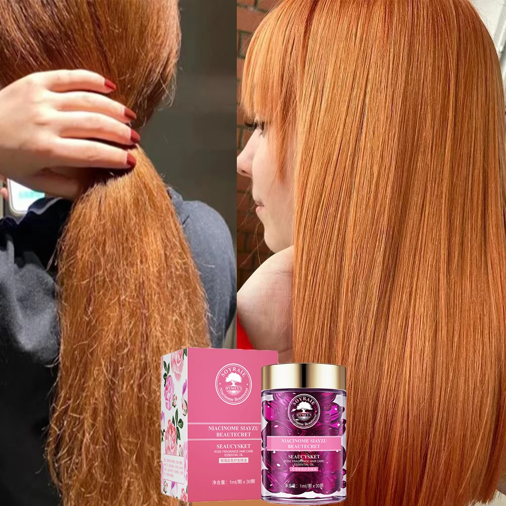 

Rose Hair Care Essential Oil Treatment Deep Moisturizing Serum for Dry Damaged Hair Anti-Frizz Improve Hair Loss 30 Capsules