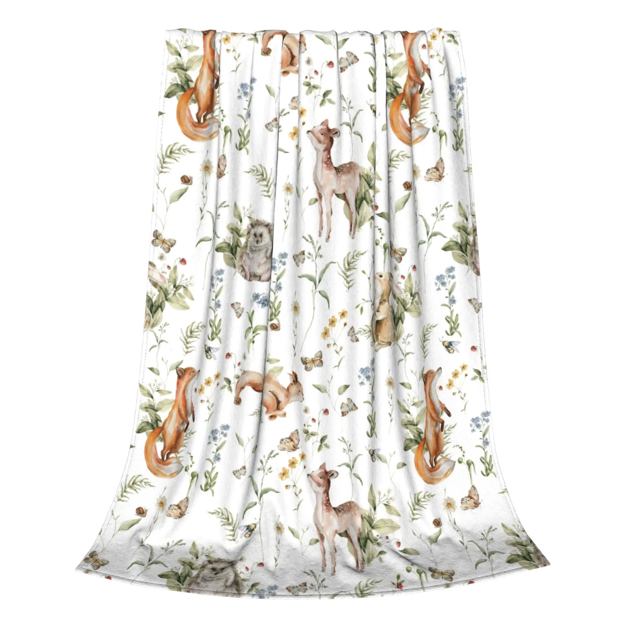 Мягкое плюшевое одеяло с рисунком кролика лисы Ежика