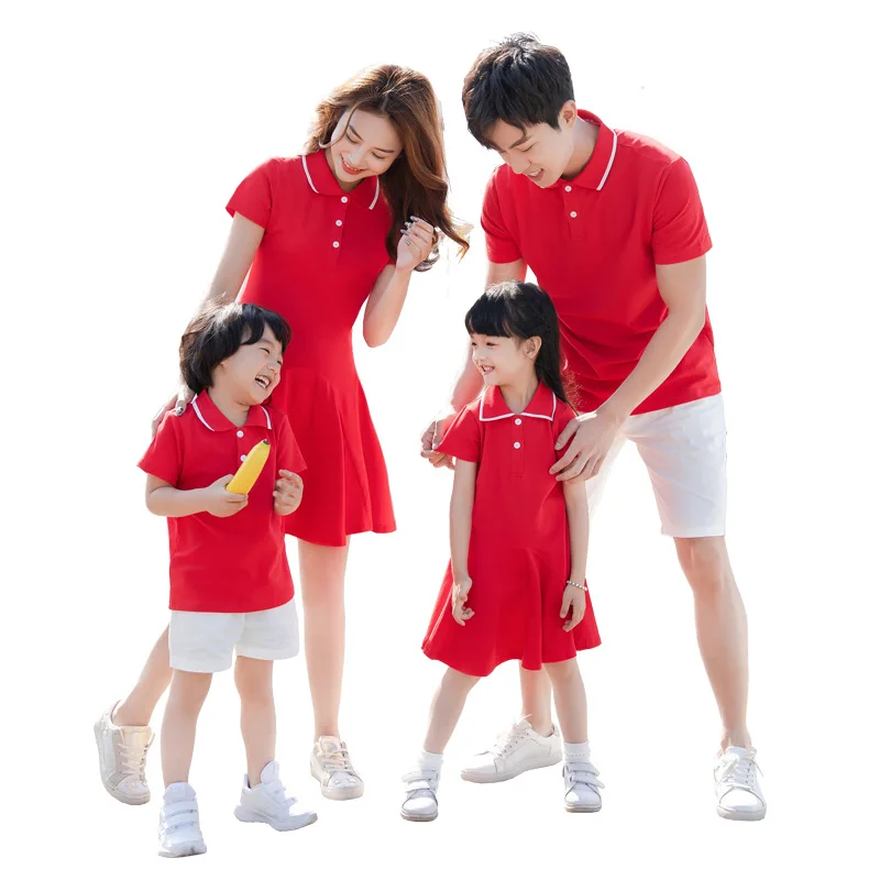 Family look polo T shirt women mommy and me clothes mother daughter dresses christmas pjs sister brother clothes student shirt