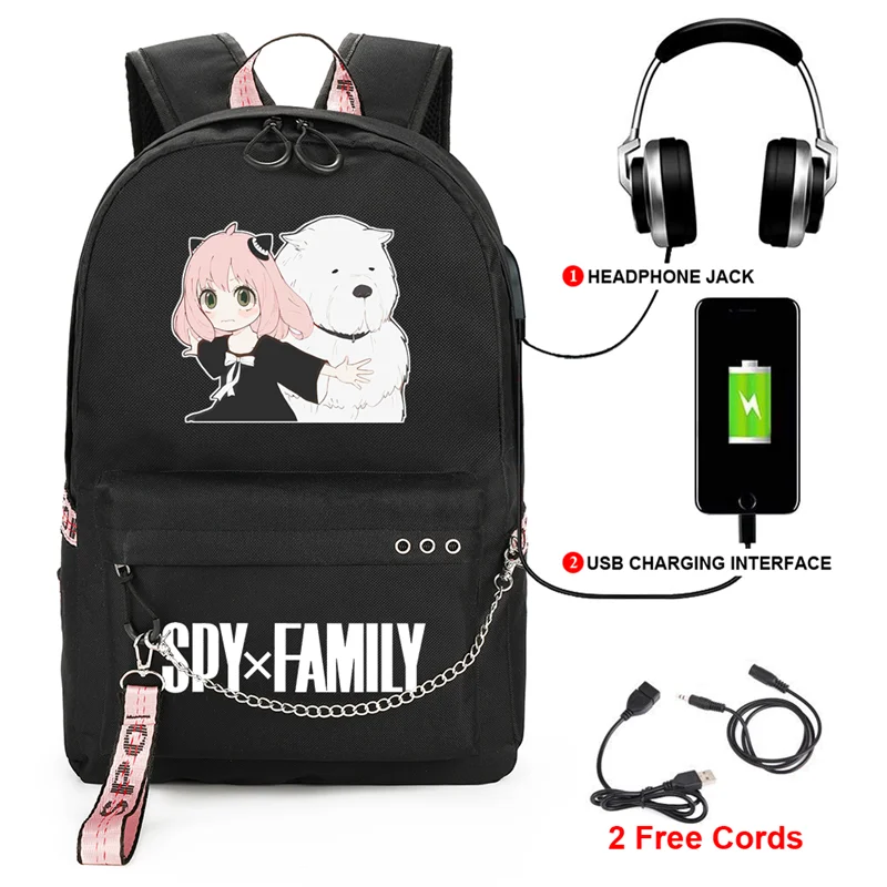 

Spy x Family Bond Backpack with USB Charging Port Cute Anya Cosplay Bookbag for Boys Girls Back to School Mochila