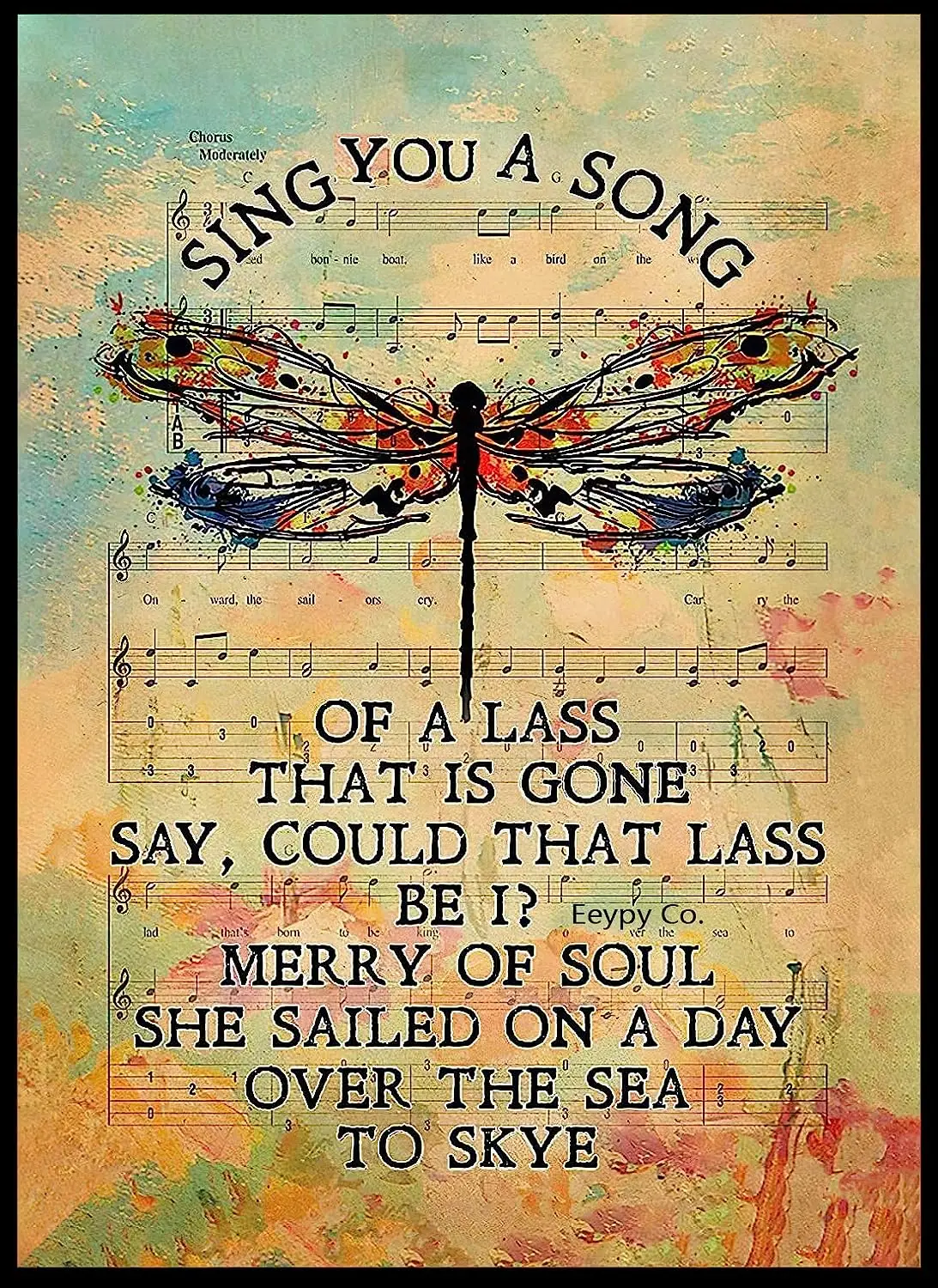 

Tin Sign Vintage Skye Boat Song for Fan Outlander Sing You A Song of A Lass Hippie Dragonfly Unframed Metal Sign, Most