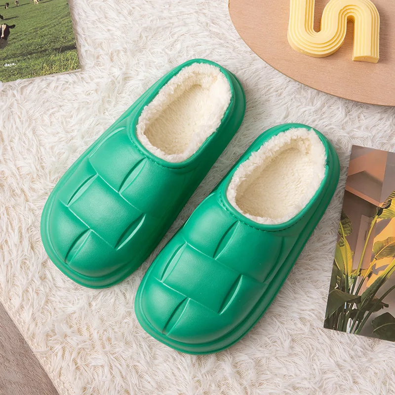 2022 New Autumn And Winter Indoor Home Waterproof And Non-Slip Outdoor Solid Color Soft Thick Sole Comfortable Plush Men's Shoes