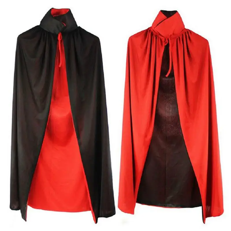 

1PC 1.4M Adults Cape Double-Side Stand Collar Vampire Cape Halloween Vampire Cloak Halloween Masquerade Costume Cosplay Props