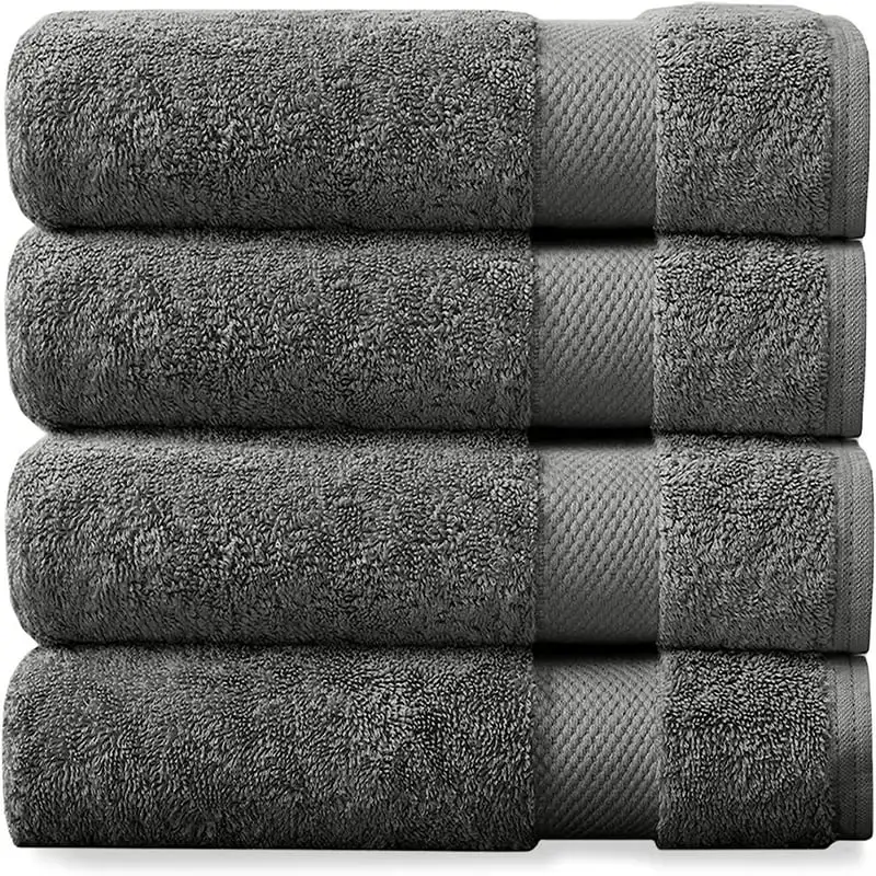 

Organic Cotton Luxuriously Plush Bath Towel Pack of 4 | GOTS & OEKO-TEX Certified | Hotel Quality Towels | Feather Touch Techno