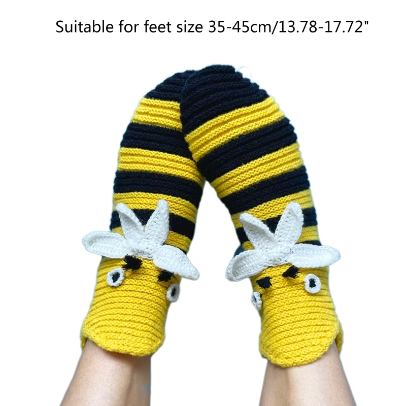 Bee Striped Socks Knit Bee Socks Funny Crochet Socks Bee Socks For Women Bee Stockings Girls Halloween Party Prop 37JB