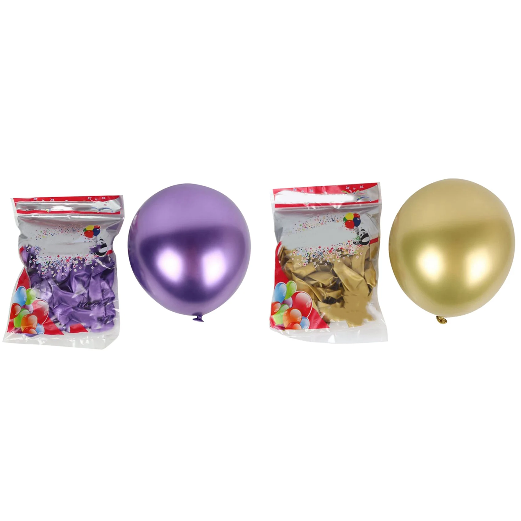 

100Pcs 10 Inch Metallic Latex Balloons Thick Chrome Glossy Metal Pearl Balloon Globos for Party Decor - Gold & Purple