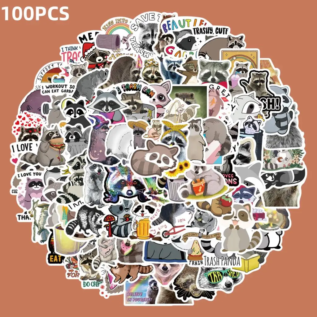 

50/100PCS Cute Animal Raccoon Anime Graffiti Stickers DIY Skateboard Suitcase Guitar Luggage Laptop Cartoon Decals Sticker