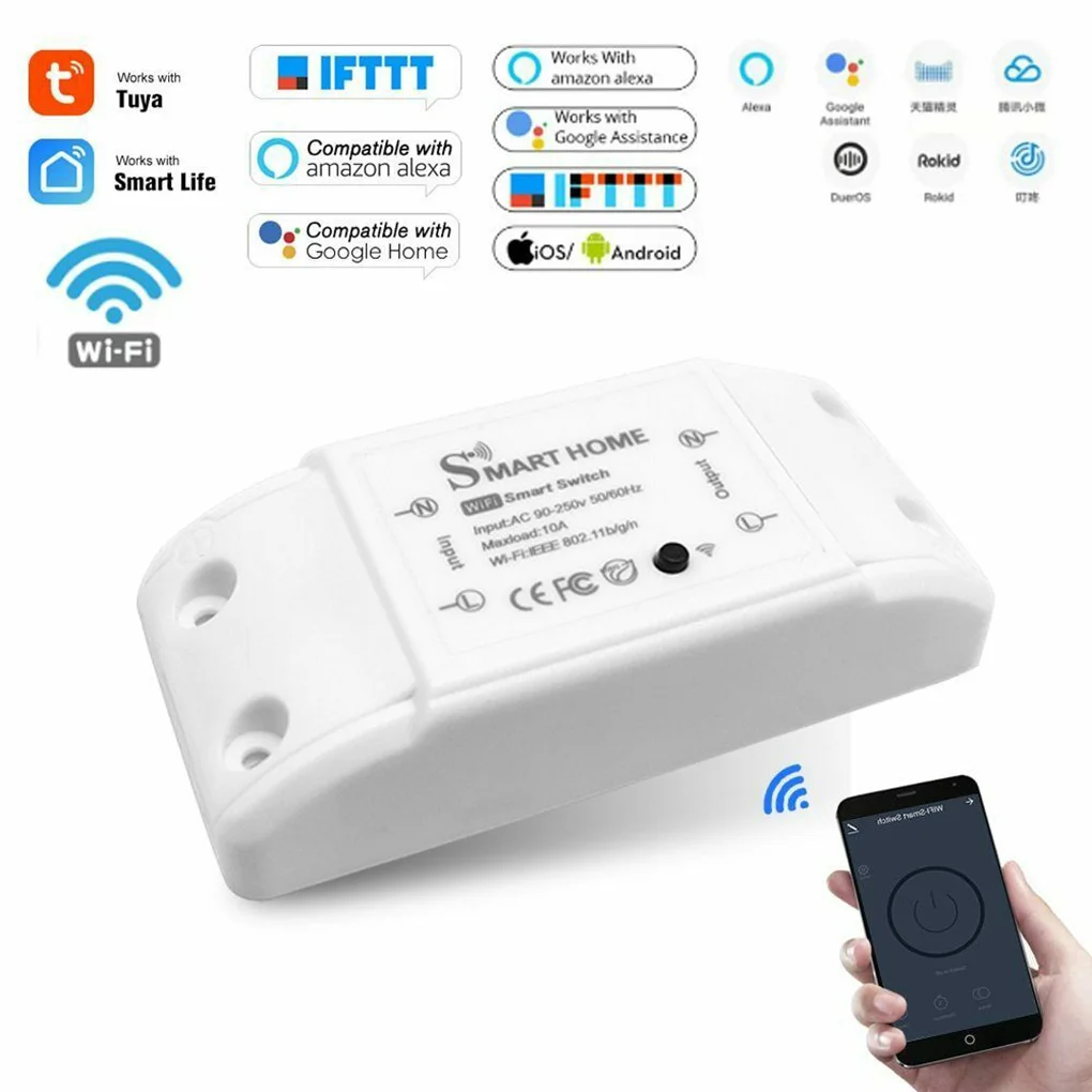Tuya 2.4Ghz Wireless Remote Switch 10A WiFi Smart Switch Timer APP Control Smart Home Smart Life For Alexa Google Home