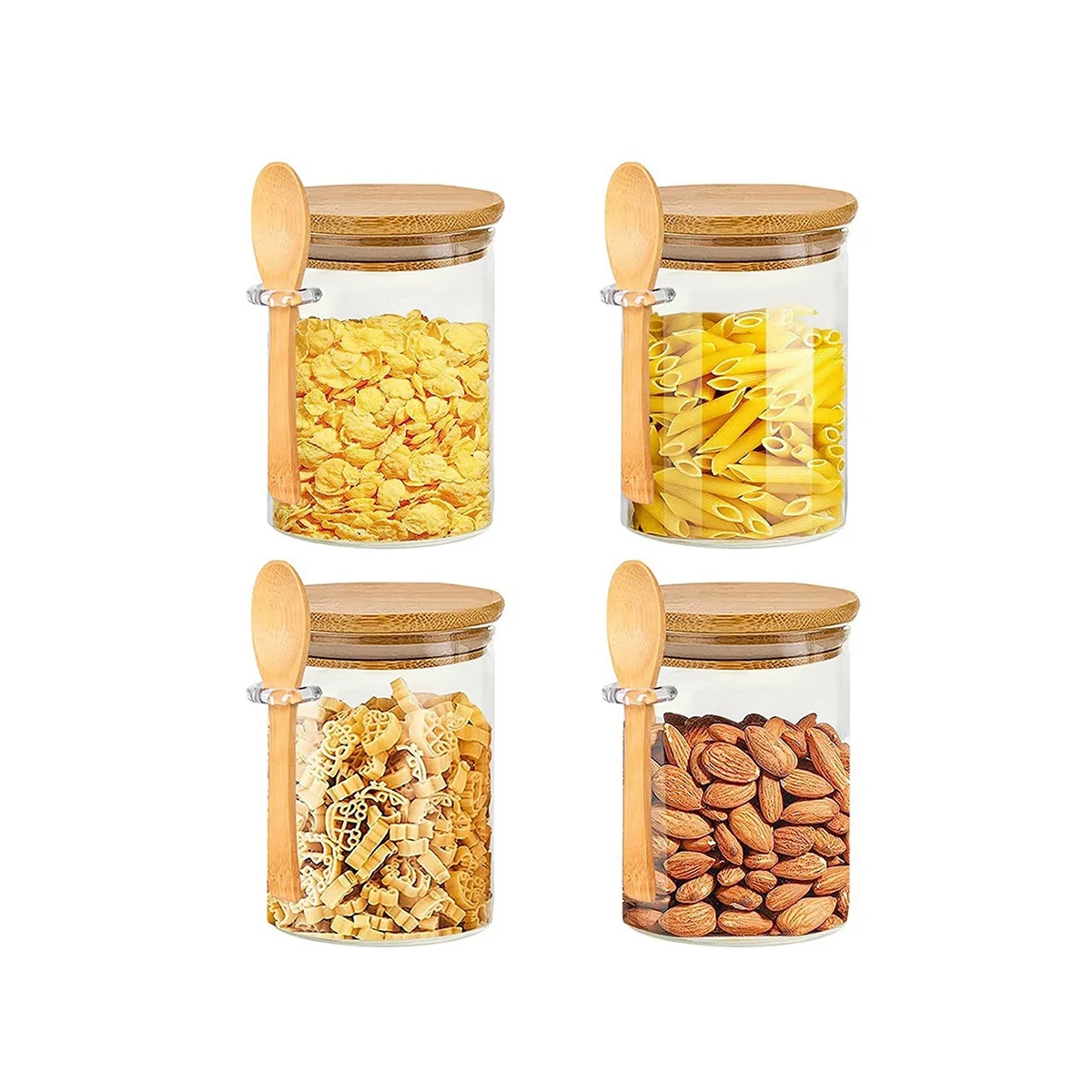 

Glass Jars with Bamboo Lid & Spoons, Glass Jar with Airtight Lid, 15 Oz/450ML Glass Food Storage Containers 9Pcs