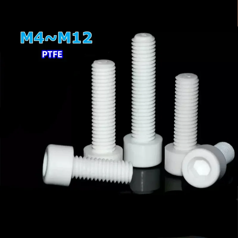 

M4 M5 M6 M8 M10 M12 Белый термостойкий PTFE цилиндрический шестигранный винт с полукруглой головкой и тефлоновой головкой