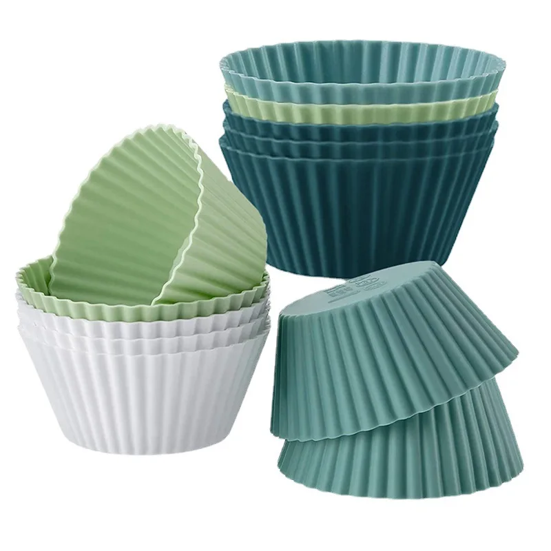 

Cake Mold Baked Egg Tarts Kitchen Reusable Silicone Baking Cups-Food-Safe-Non-Toxic(White,Navy,Sage Green,Dusty Blue,Standard)