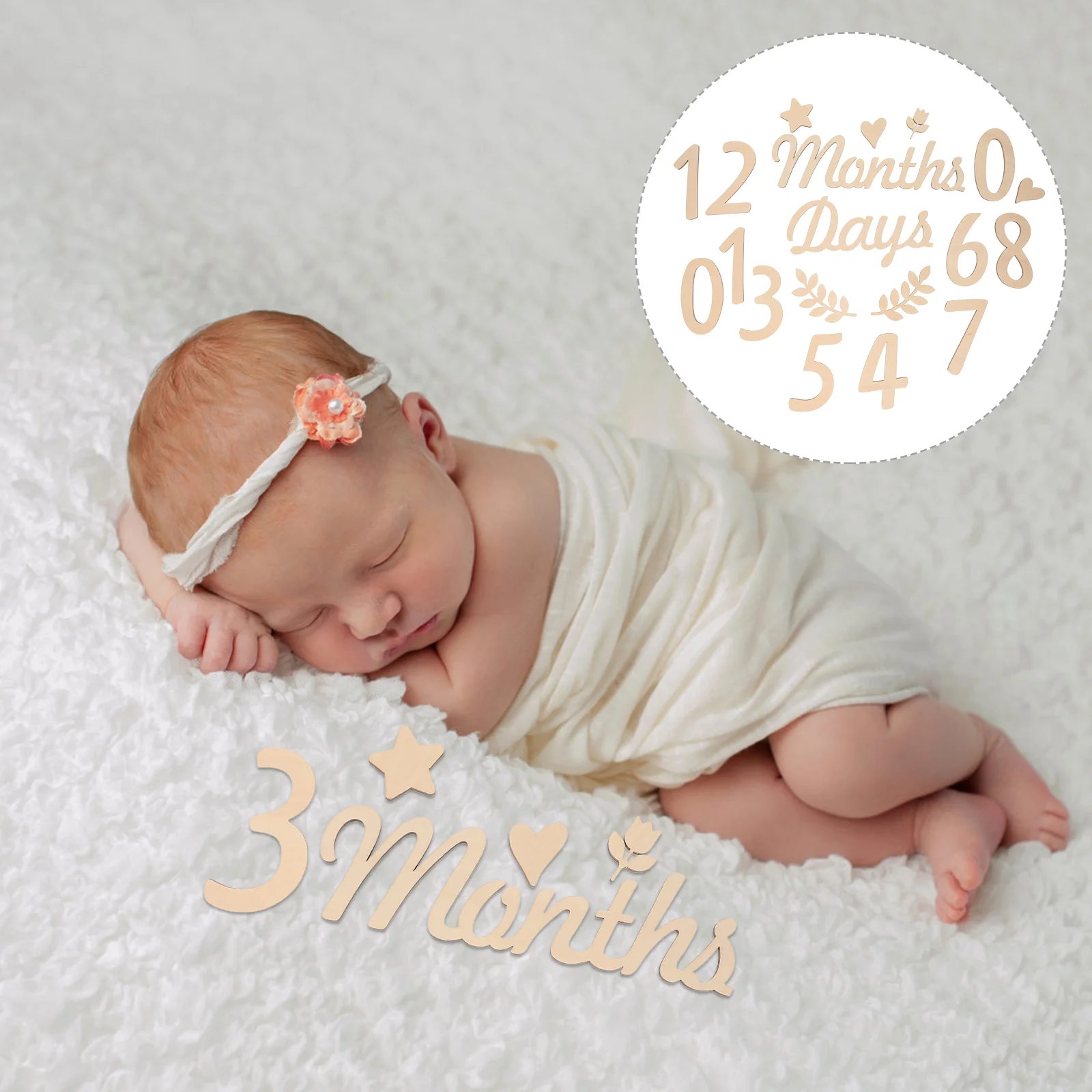 Деревянная тарелка на месяц детские вехи цифры эмблемы детский знак подарок для