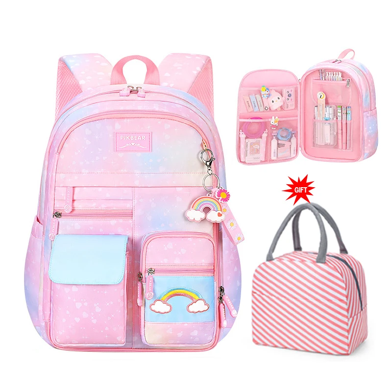 

New Primary School Backpack Cute Colorful Bags for Girls Princess School Bags Waterproof Children Rainbow Series Schoolbags