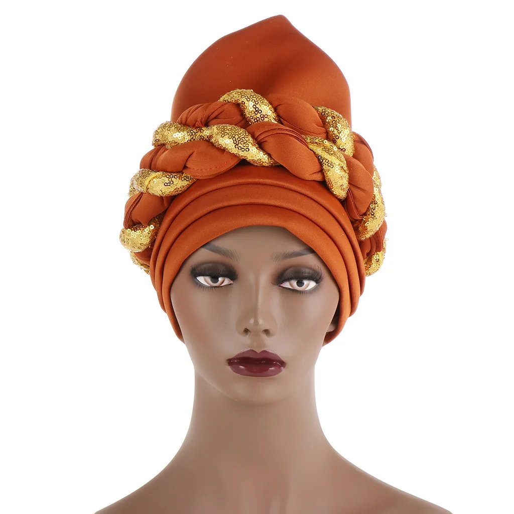 

2022 New Fashion Style African Women Solid Color Headtie African Hats Women Caps