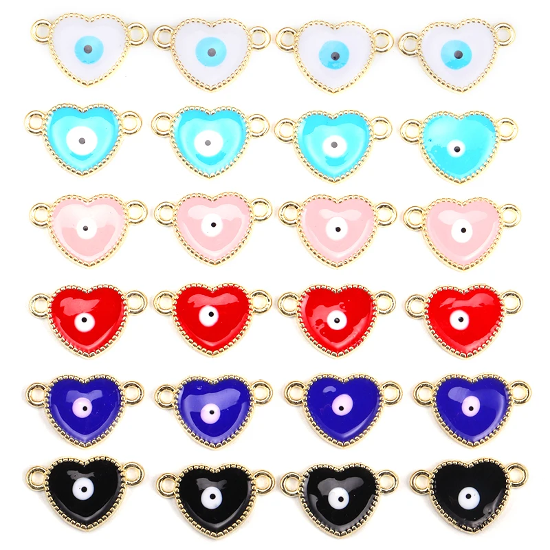 

15Pcs 13*21MM Delicate Color Alloy Heart Shape Female Sweet Fun Connector Jewelry Necklace Bracelet Earrings Making Accessories