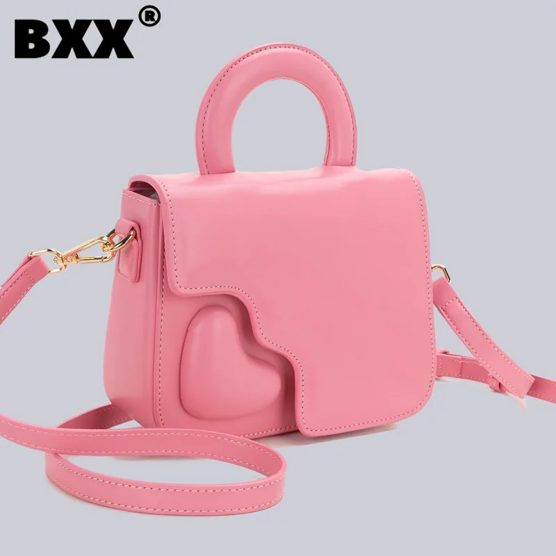 

[BXX] Mini Shoulder Bag For Stylish Women Pink Love Bag Cover Design Casual Square Box Birthday Gift Handbags 2023 New 8CY227