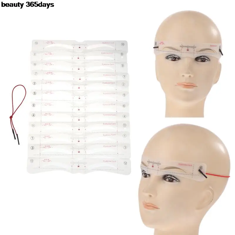 

12 шт., силиконовые трафареты для бровей