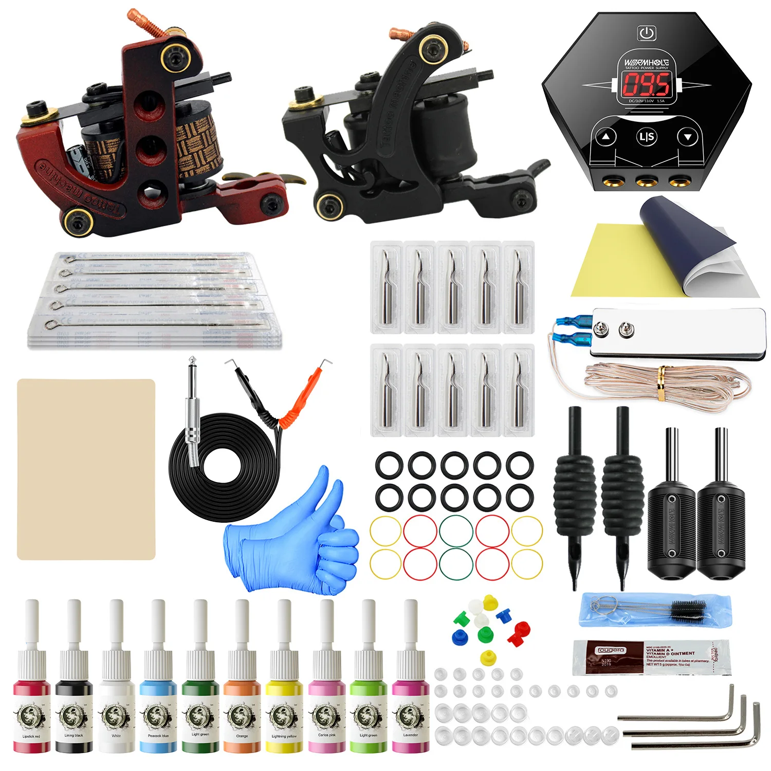 

New wormhole coil tattoo machine set full set of tattoo equipment secant atomization double machine tattoo set