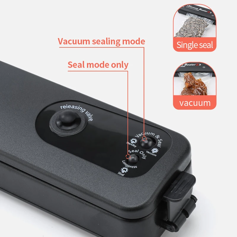 Food Vacuum Sealer  220V/110V Vacuum Sealer Packaging Machine with Free 10pcs Vacuum bags Household Black