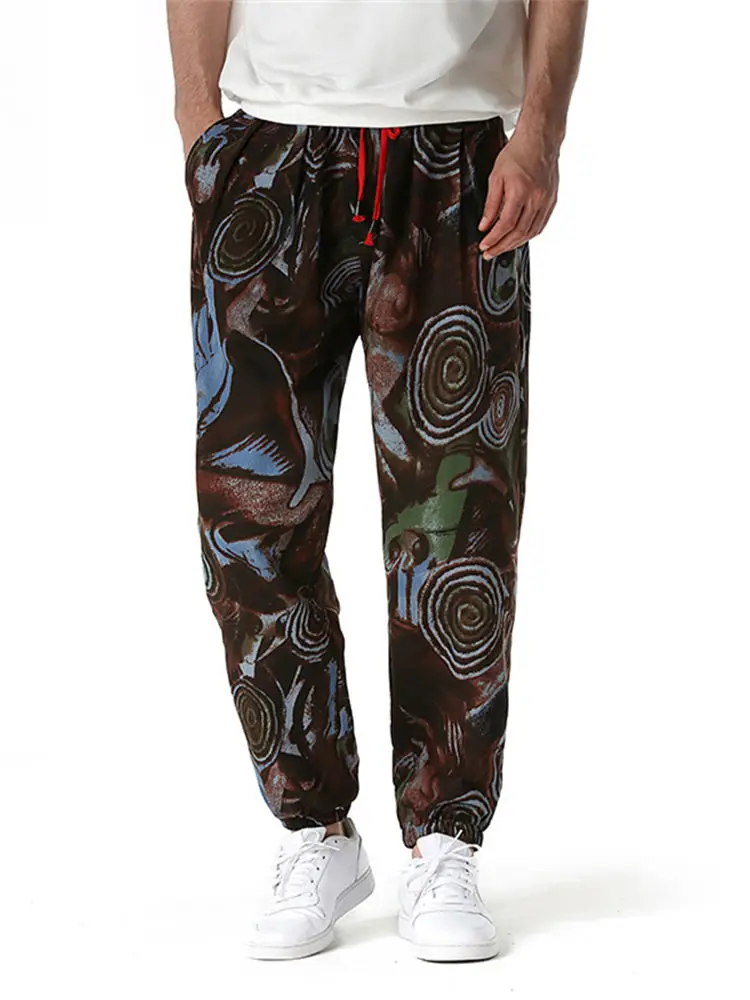 

2022 Hip-hop Sweatpants Cotton Linen Harem Pants Loose Harajuku Fashion Jogger Trousers Unisex Sarouel