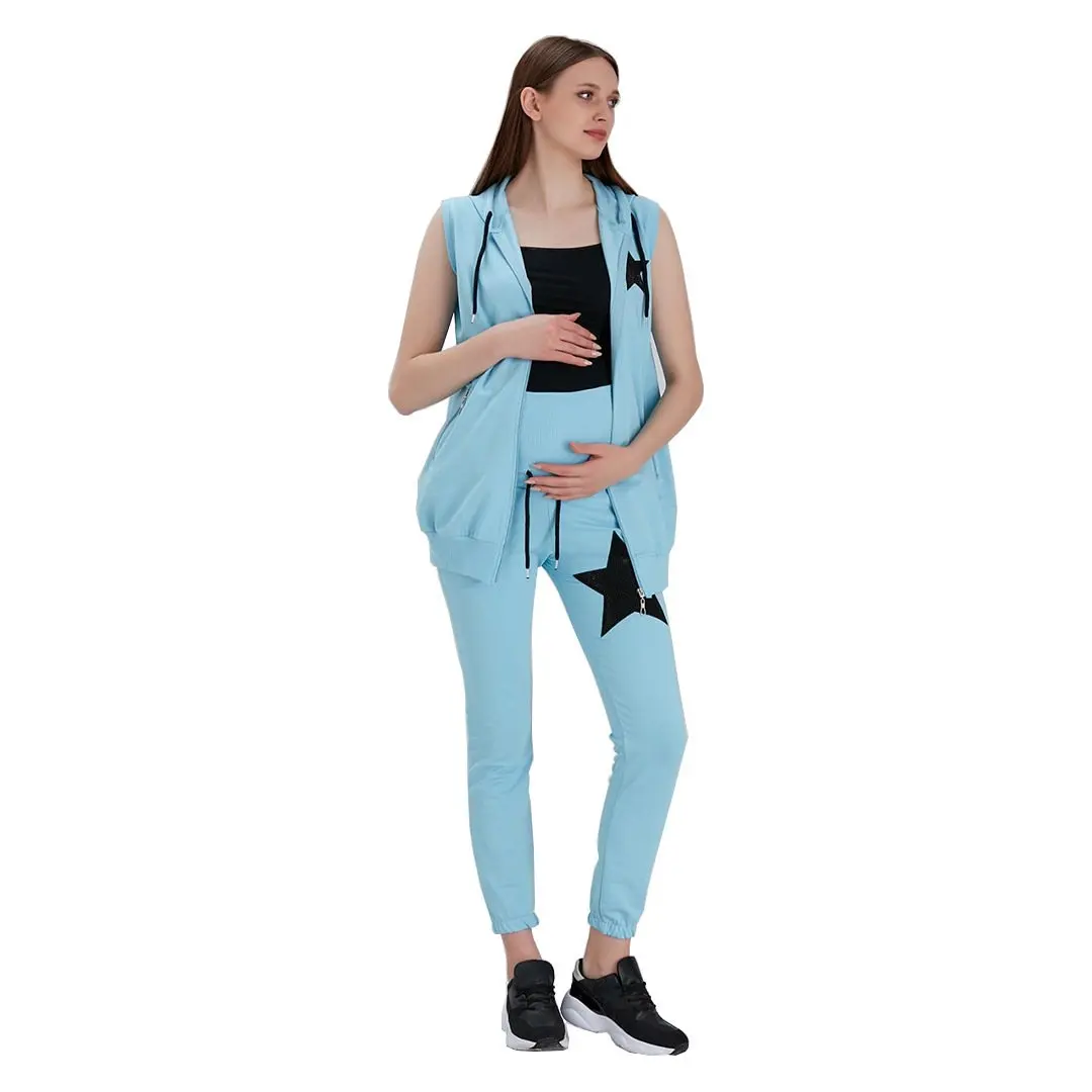 

Детский спортивный костюм для беременных с голубыми камнями и звездами