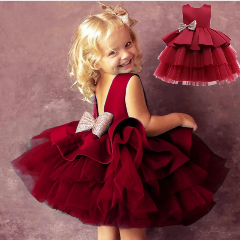 Детское платье на выпускной с большим бантом |